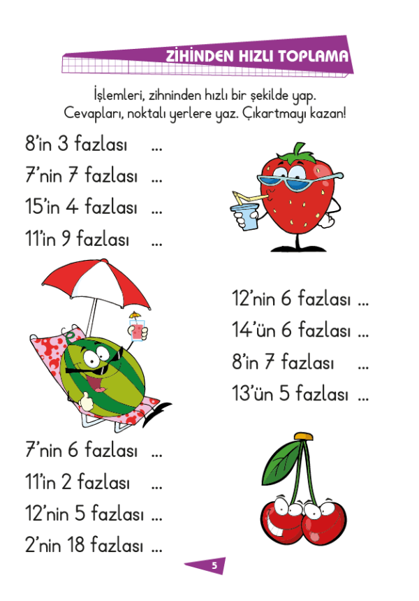 İlk Okul Eğlenceli Matematik Çıkartmalı Zihinden Matematik - Görsel 2